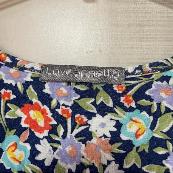 Loveappella Navy Blue Purple White Floral Faux Wrap Elastic Waist Jumpsuit Sz 3X - Picture 8 of 8